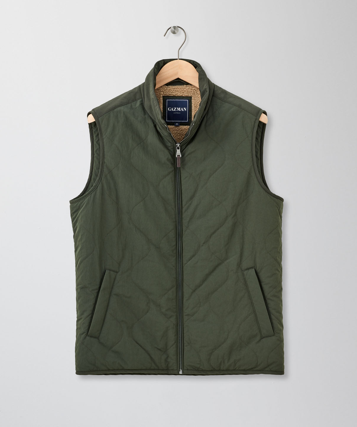 Burnley Quilted Sherpa Vest - Olive